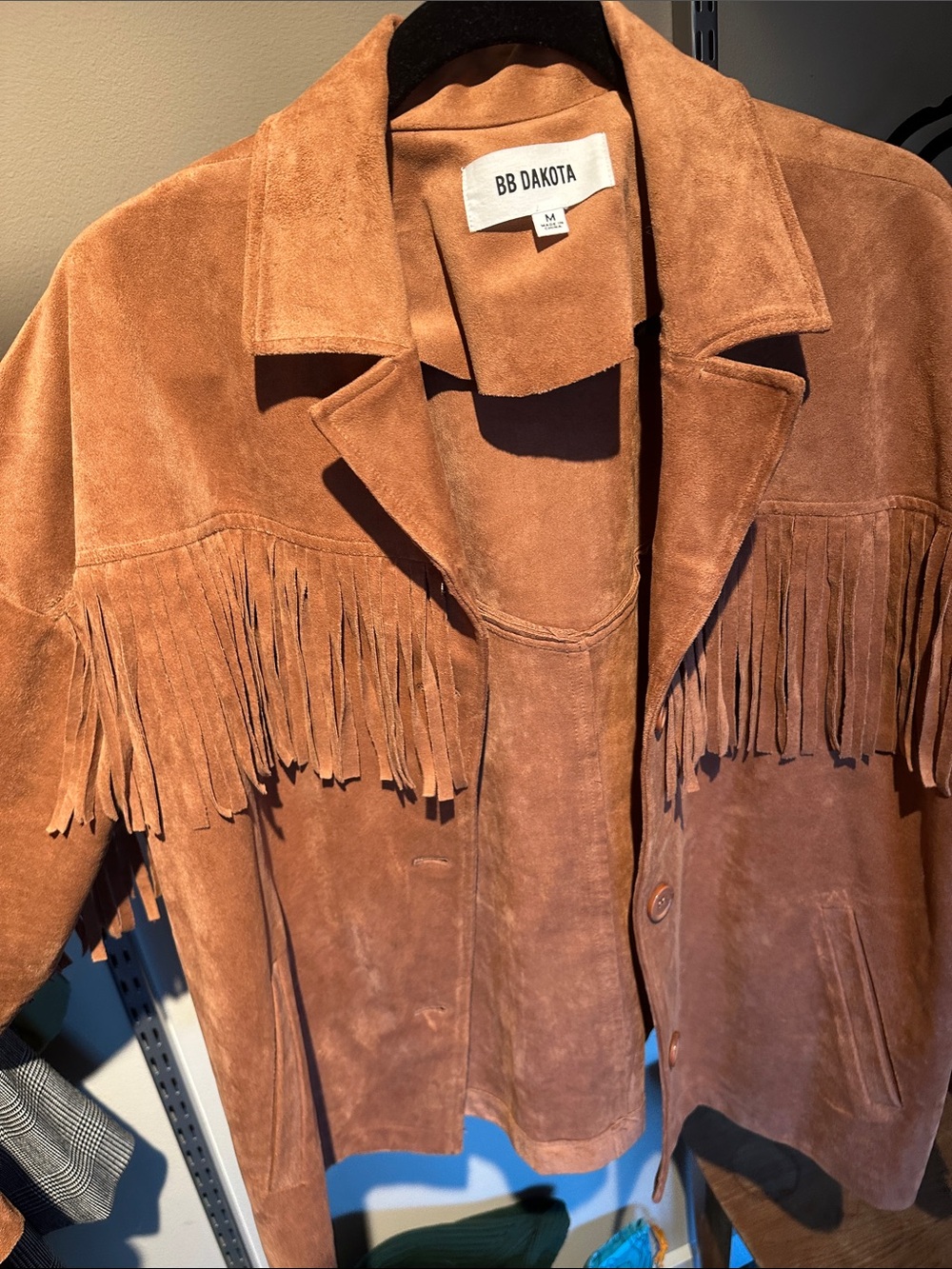 BB Dakota Brown Suede Fringe Jacket